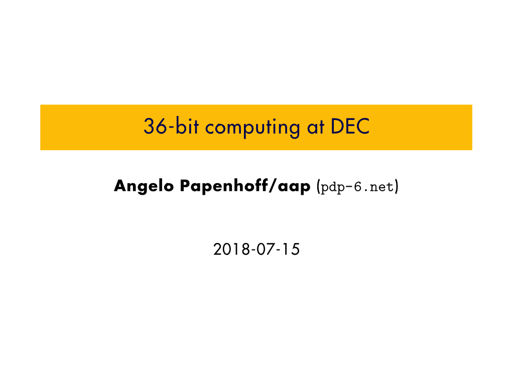 36-Bit Computing at DEC