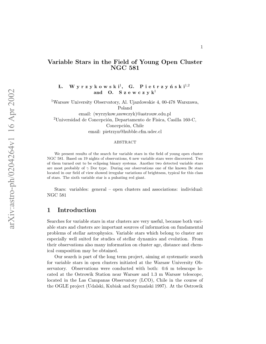 Variable Stars in the Field of Young Open Cluster NGC