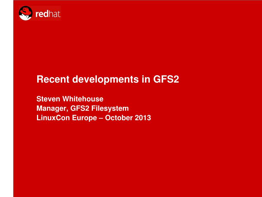Recent Developments in GFS2