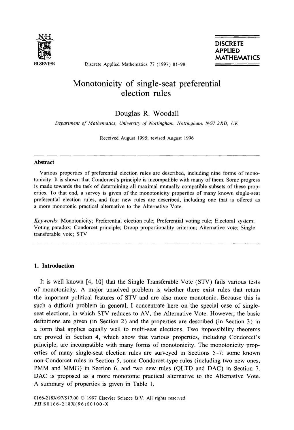Monotonicity of Single-Seat Preferential Election Rules