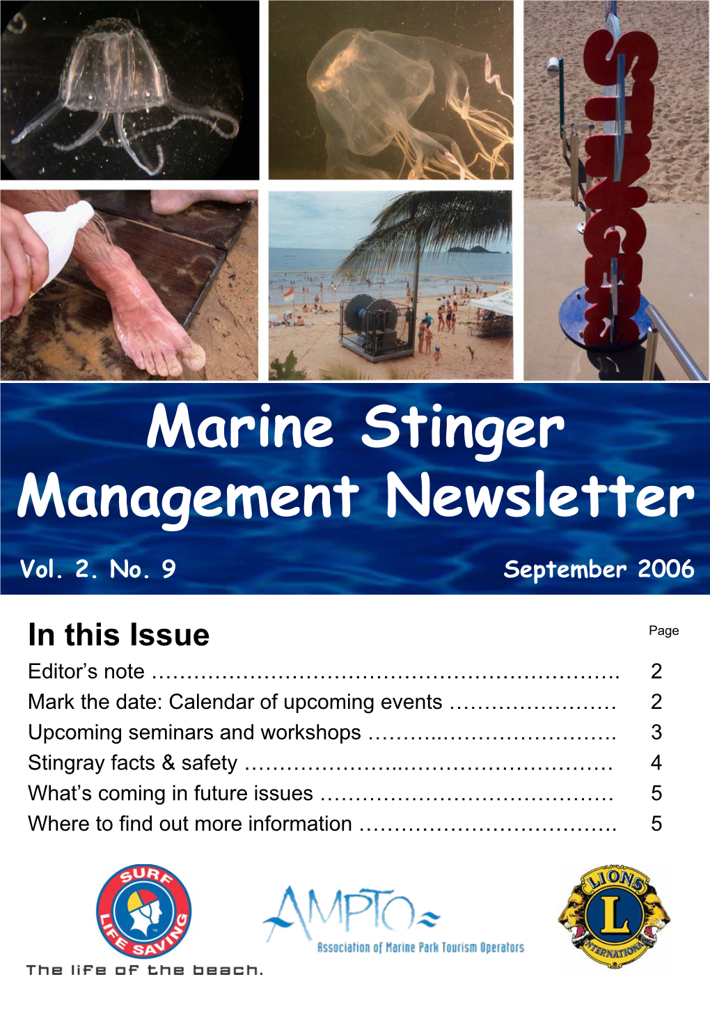 Marine Stinger Management Newsletter