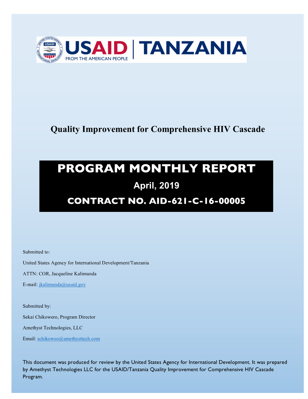 Program Monthly Report