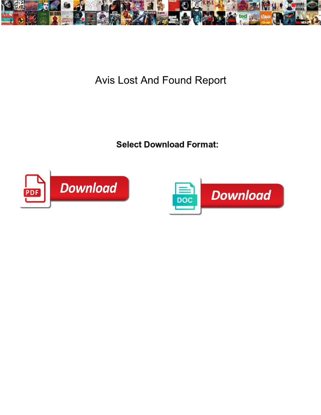 Avis Lost and Found Report