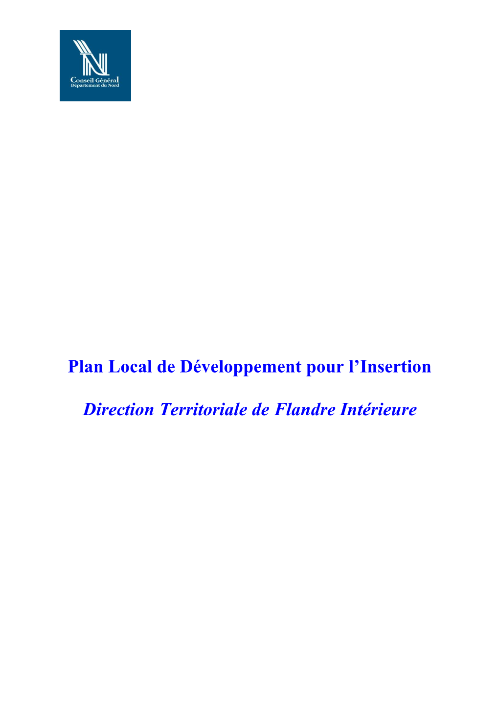 Plan Local De Développement Pour L'insertion Direction Territoriale De