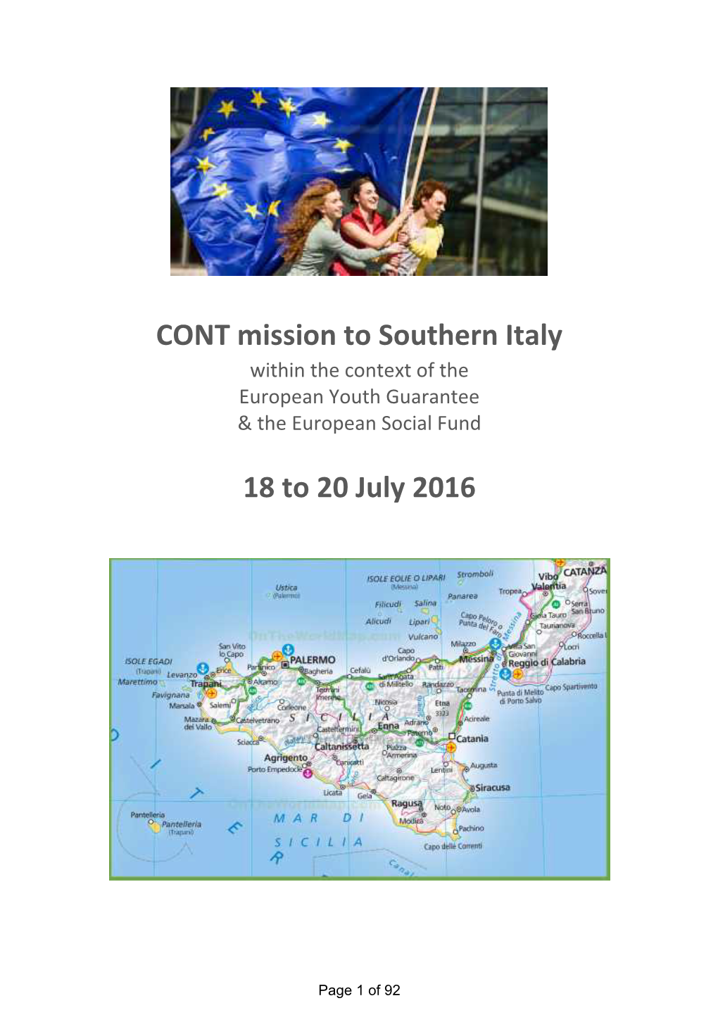 To Southern Italy Within the Context of the European Youth Guarantee & the European Social Fund