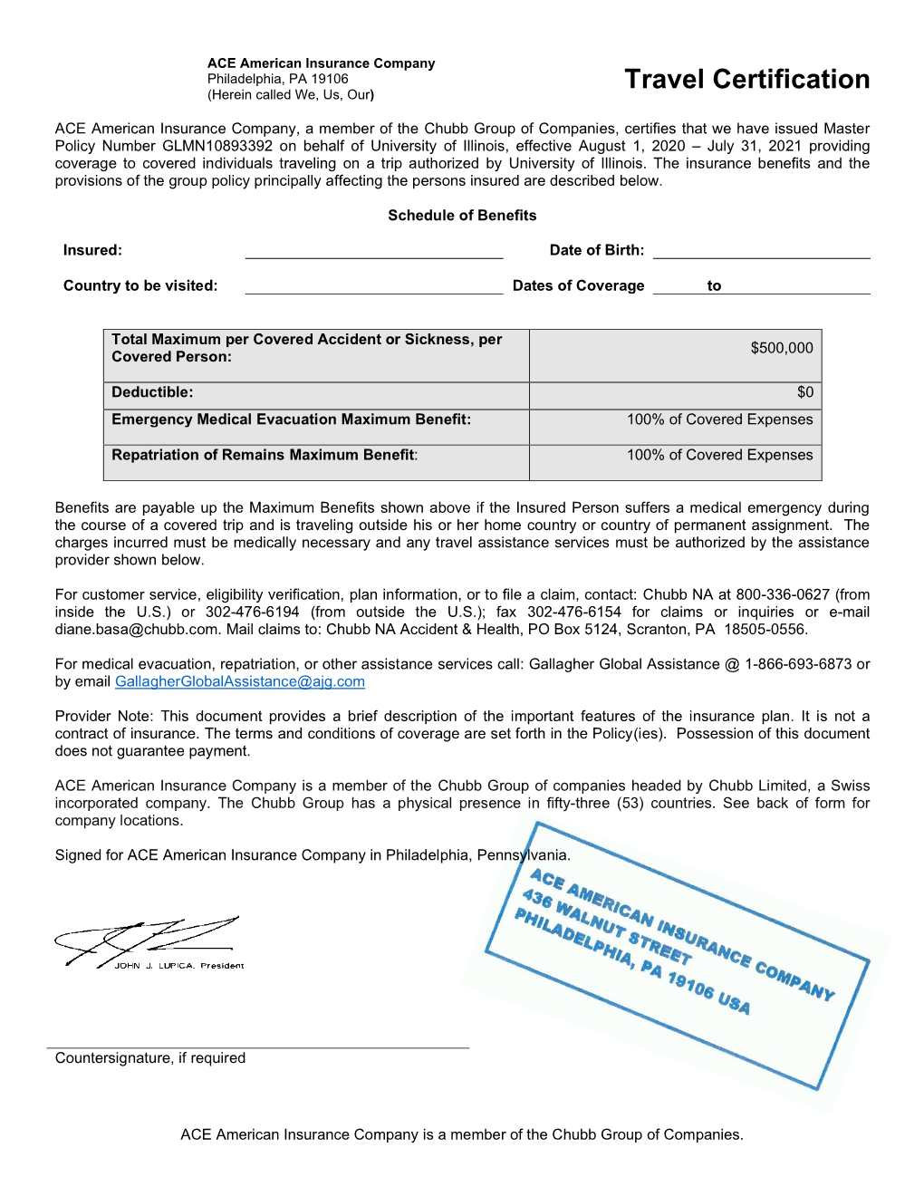 View a PDF Example of the Insurance Coverage Letter