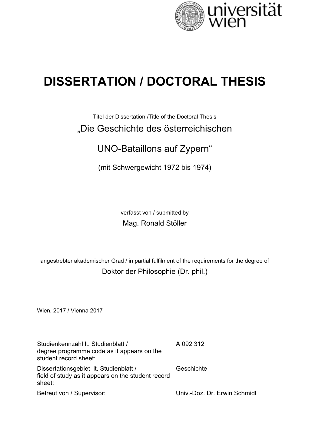 Dissertation / Doctoral Thesis