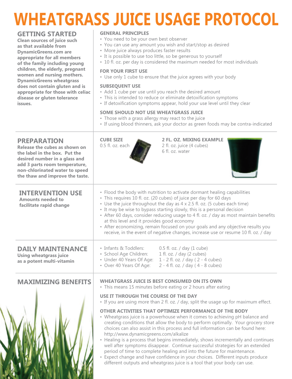 Wheatgrass Juice Usage Protocol