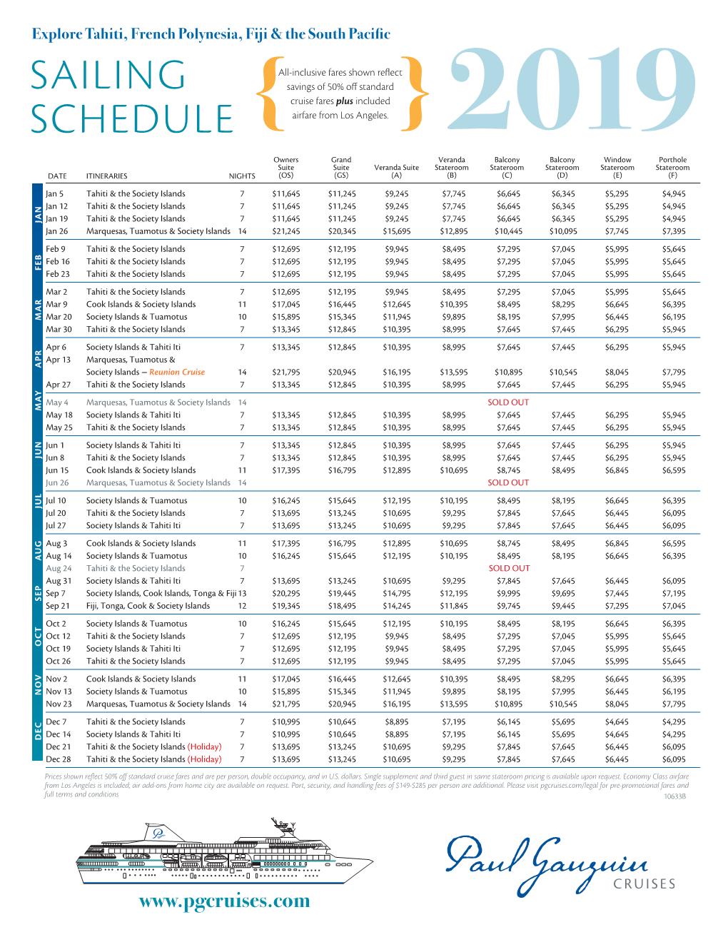 Sailing Schedule