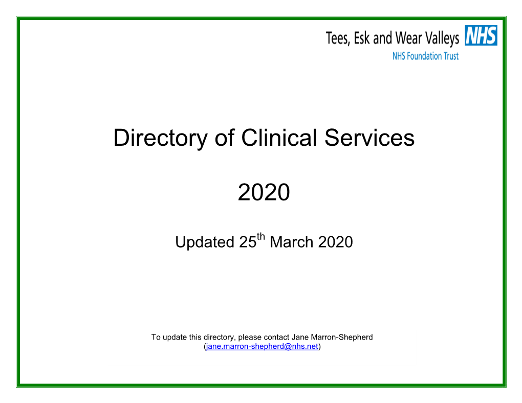 Directory of Clinical Services 2020