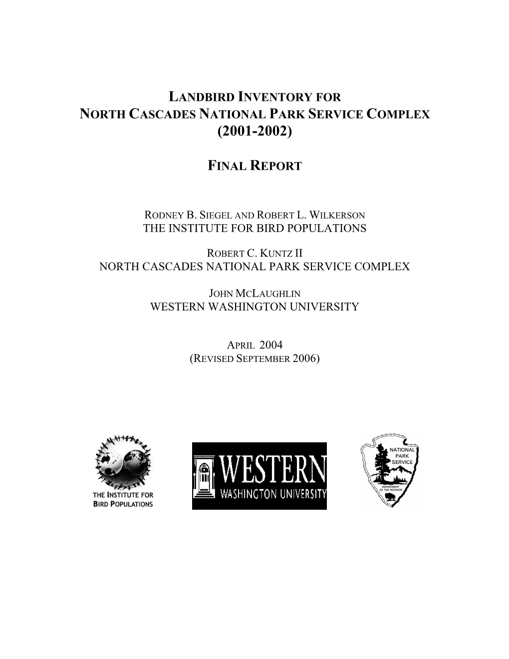 Landbird Inventory for North Cascades National Park Service Complex (2001-2002)