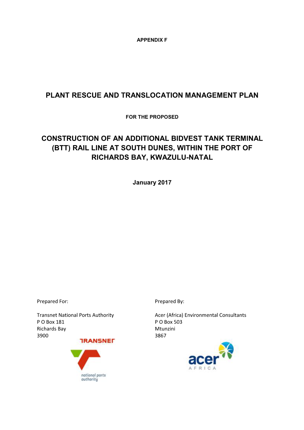 Plant Rescue and Translocation Management Plan