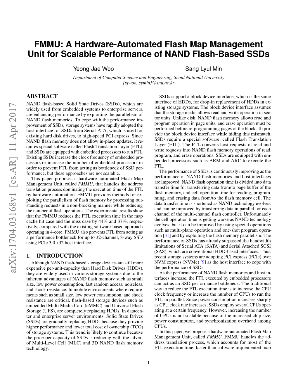 FMMU: a Hardware-Automated Flash Map Management Unit for Scalable Performance of NAND Flash-Based Ssds