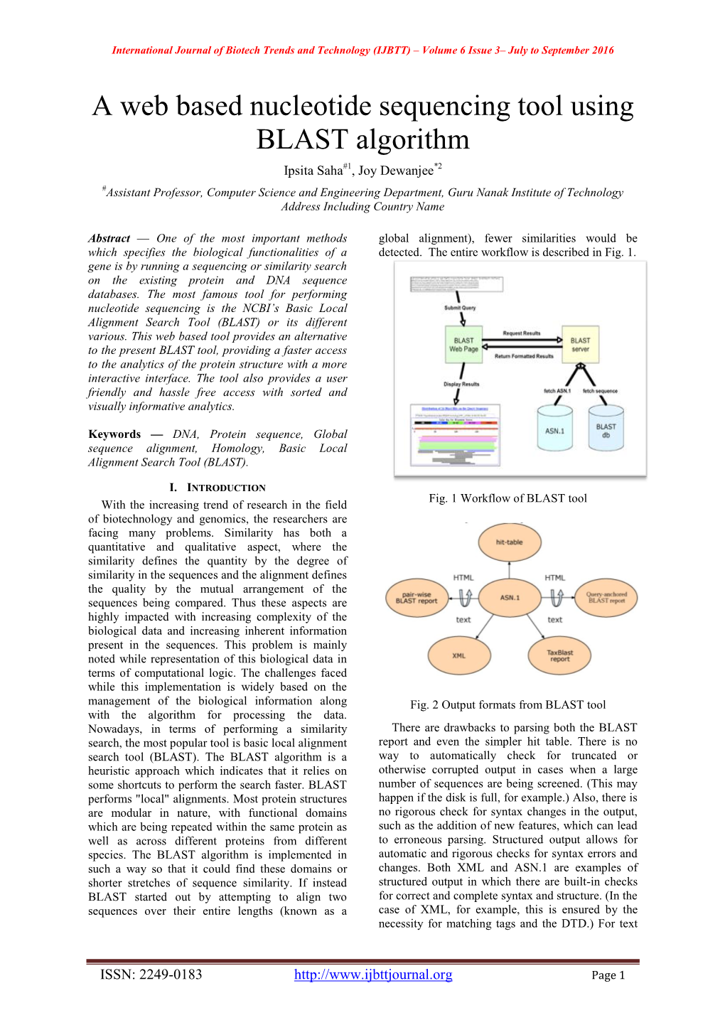 A Web Based Nucleotide Sequencing Tool Using BLAST Algorithm