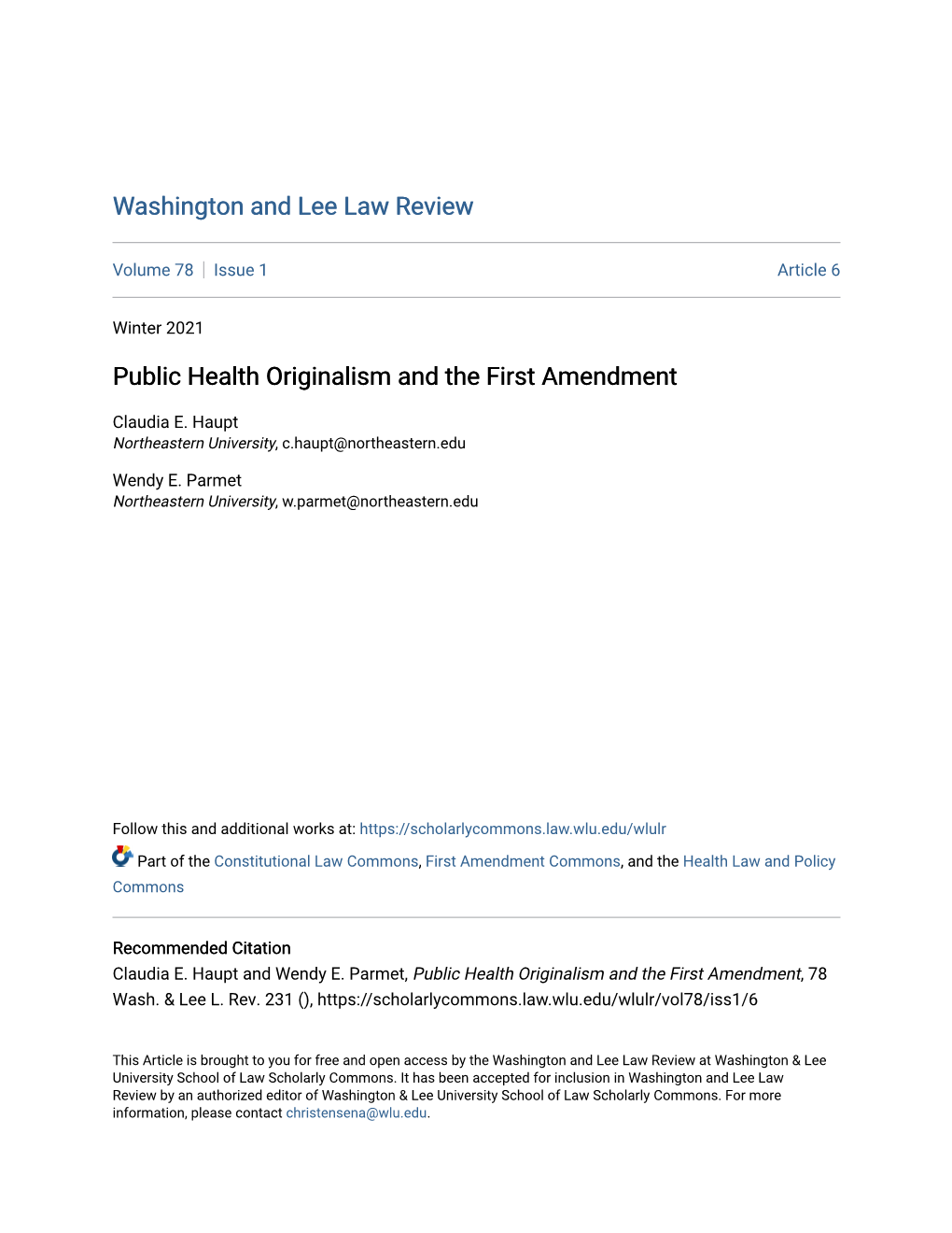 Public Health Originalism and the First Amendment