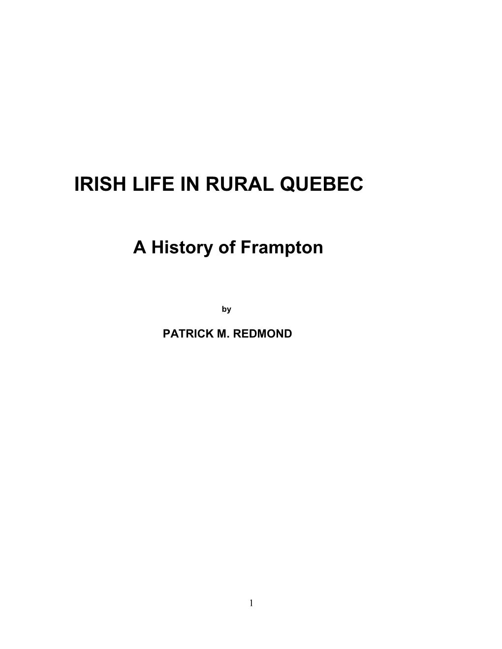 Irish Life in Rural Quebec