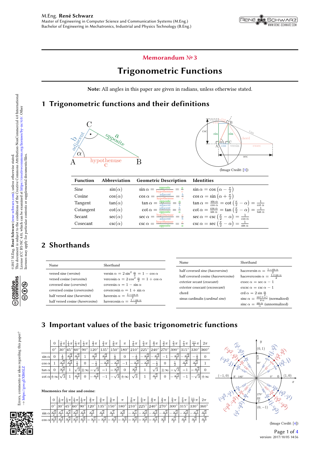 Trigonometric Functions (Memorandum № 3)