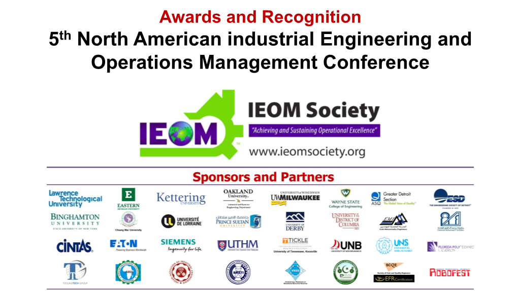 5Th North American Industrial Engineering and Operations Management Conference