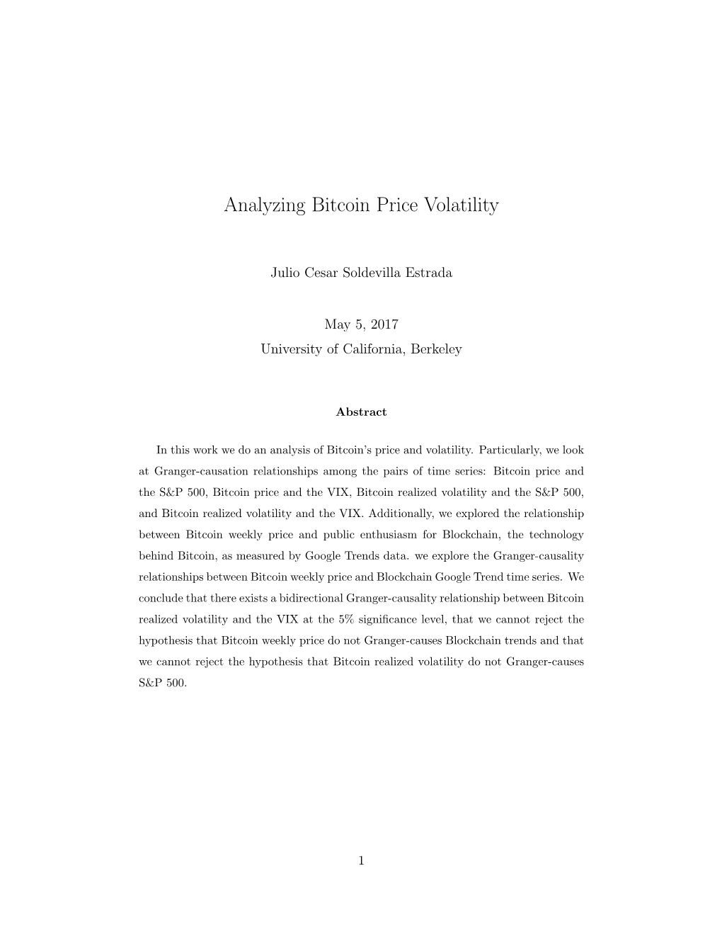 Analyzing Bitcoin Price Volatility