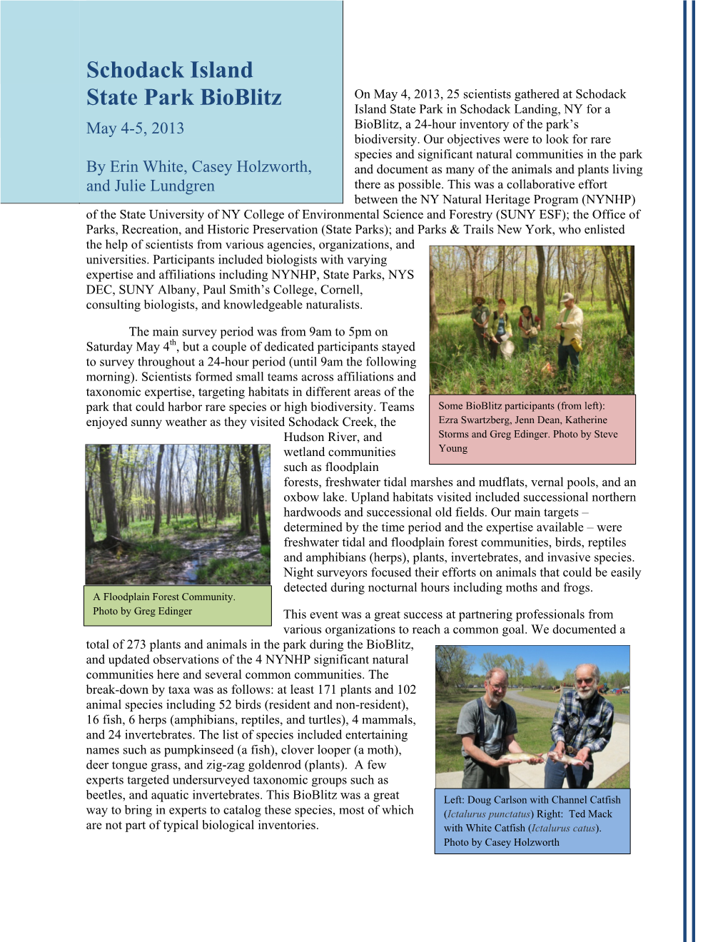 Schodack Island State Park Bioblitz, May 2013