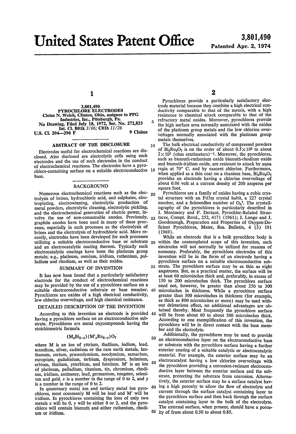 United States Patent Office Patented Apr