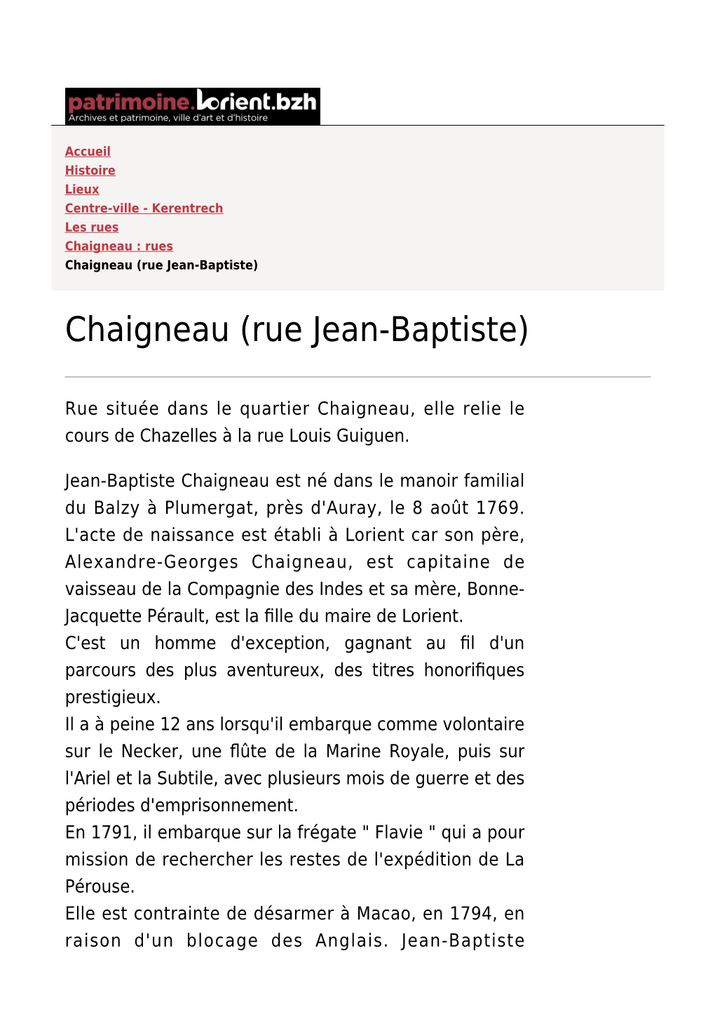 Chaigneau (Rue Jean-Baptiste)
