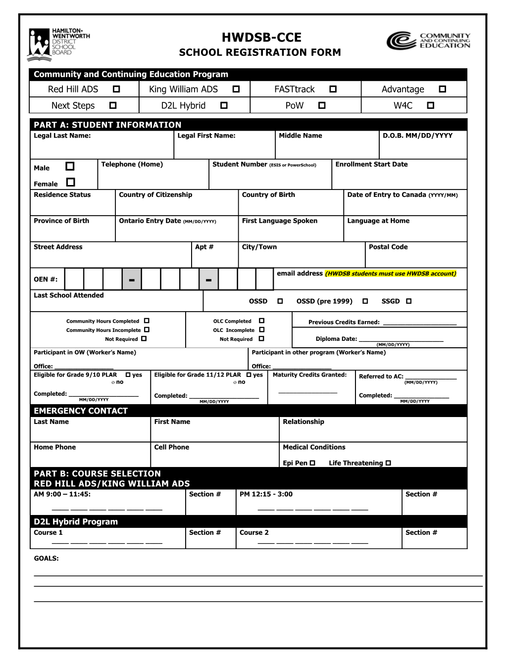 School Registration Form