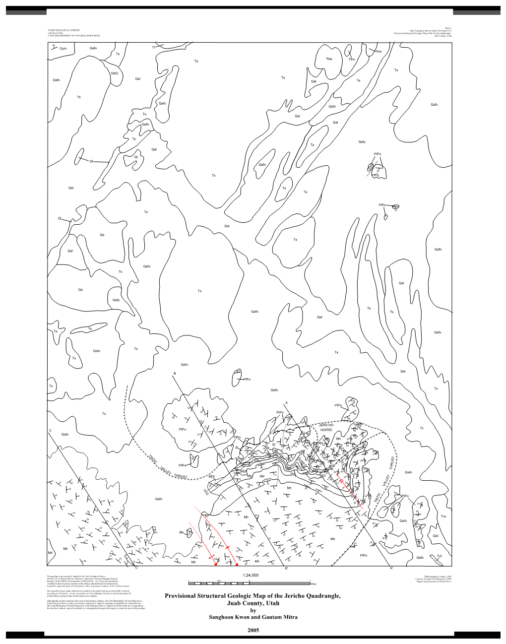 Provisional Structural Geologic Map of the Jericho Quadrangle, Juab