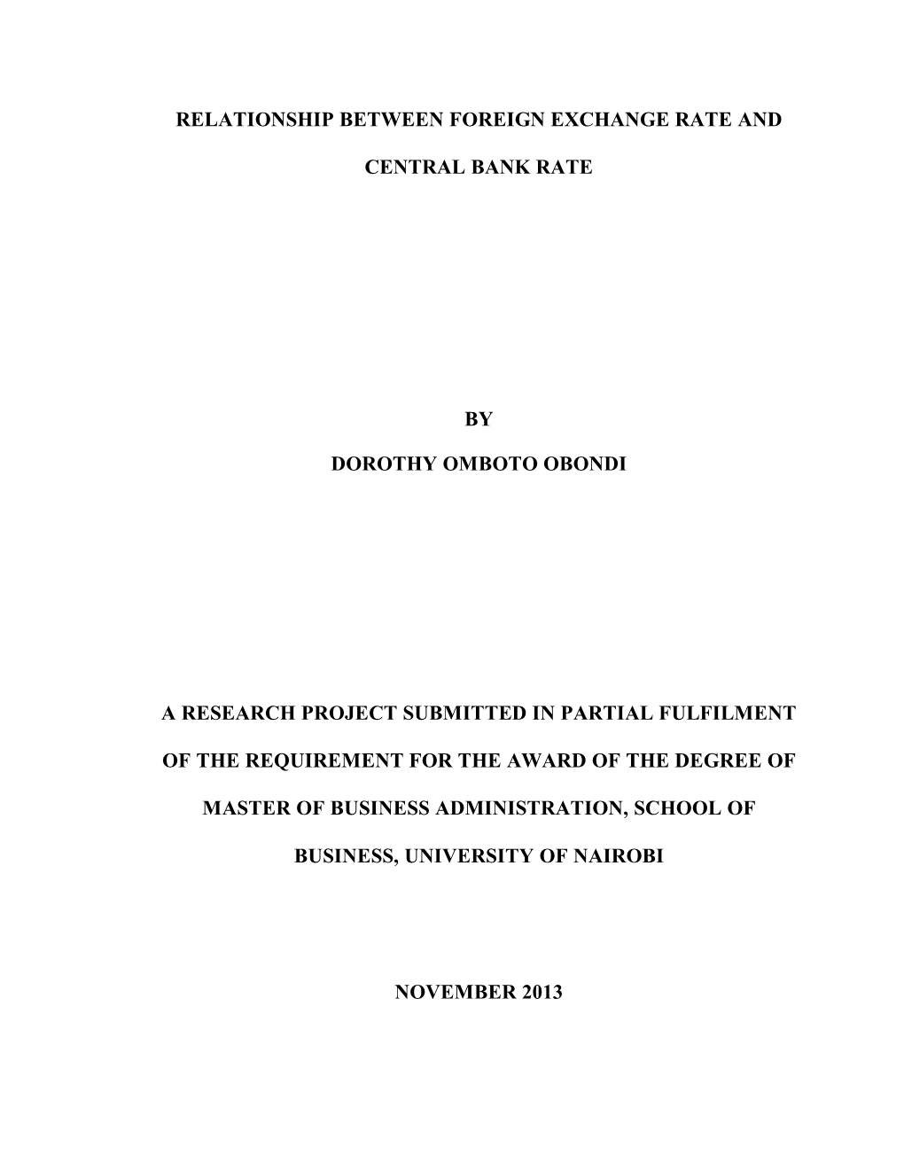 Relationship Between Foreign Exchange Rate and Central Bank Rate By