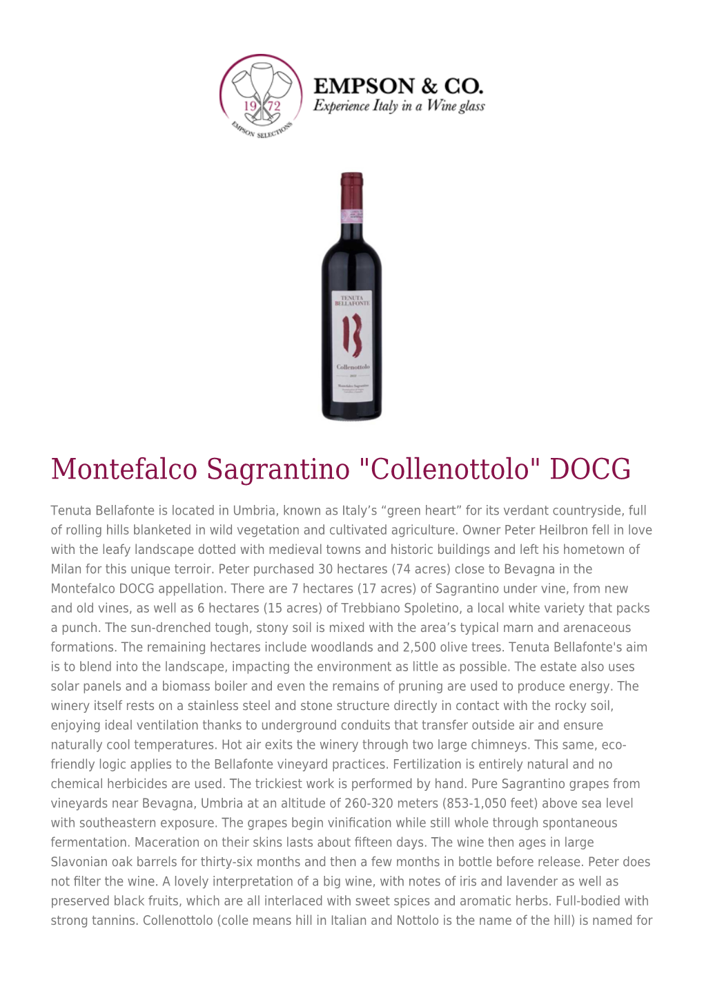 Montefalco Sagrantino "Collenottolo" DOCG