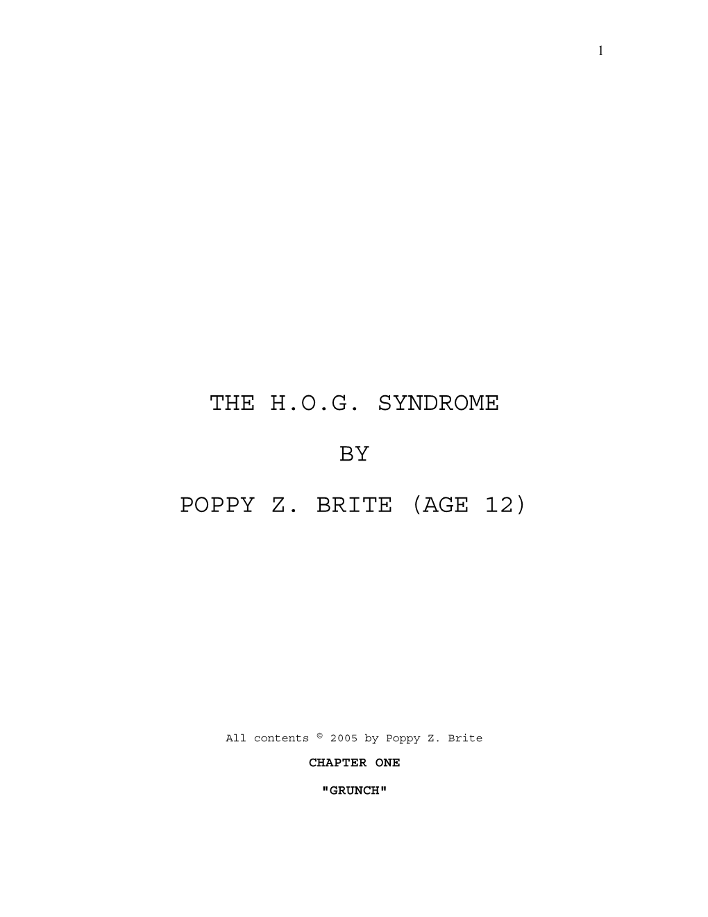 The H.O.G. Syndrome by Poppy Z. Brite (Age