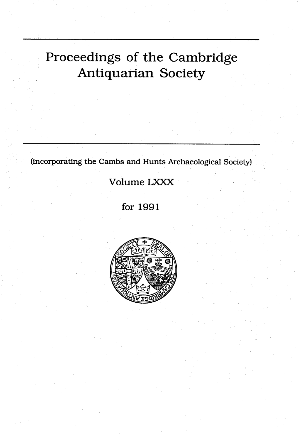 Proceedings of the C-Ambndge Antiquarian Society