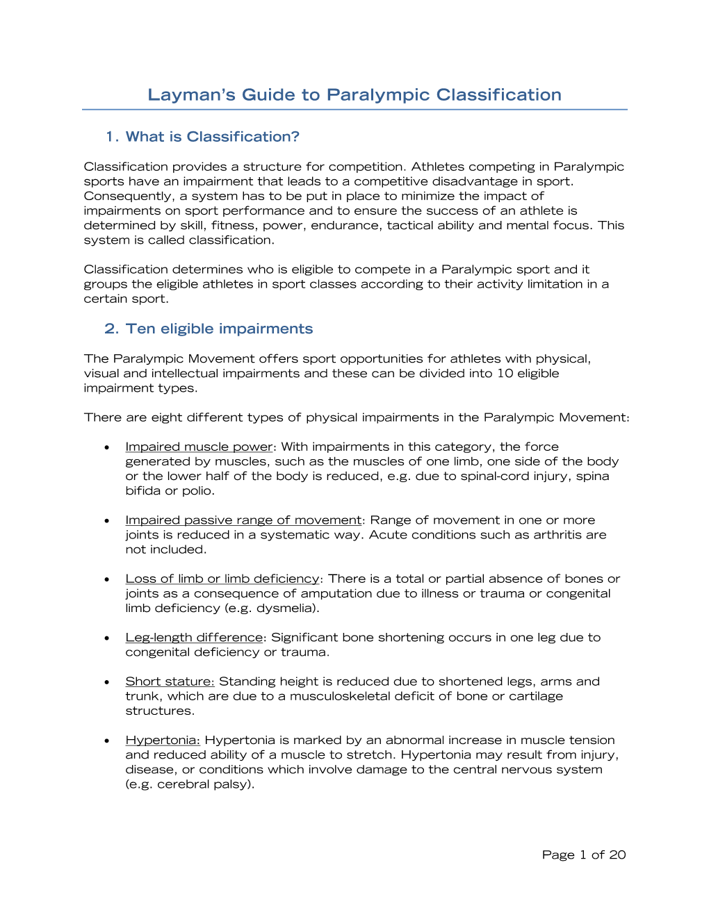 Layman's Guide to Paralympic Classification