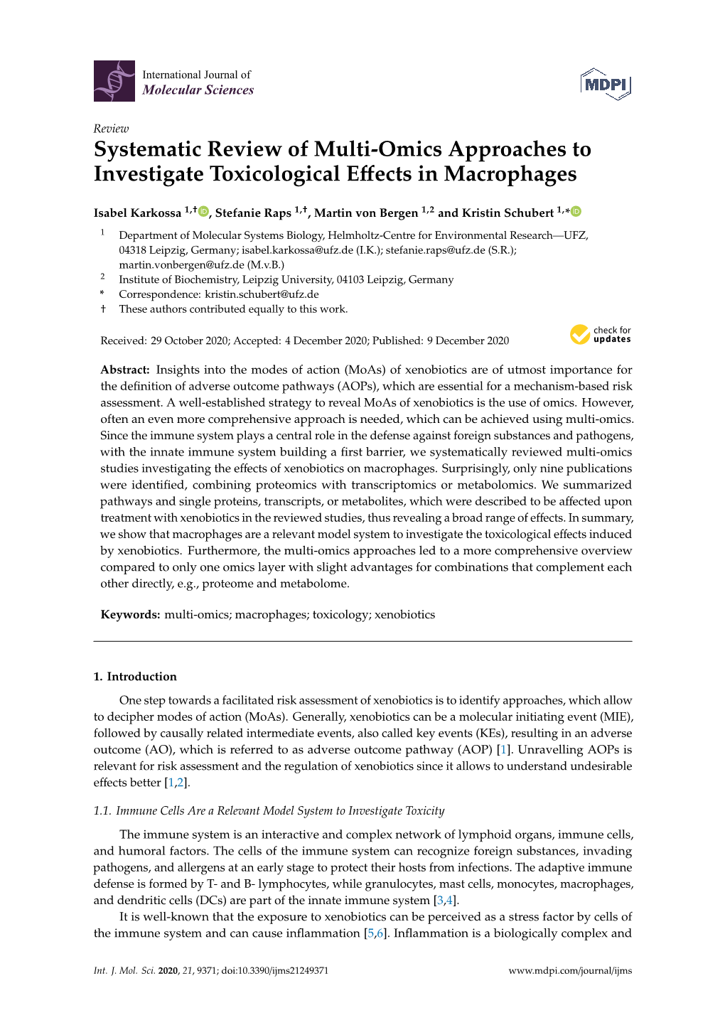 Systematic Review of Multi-Omics Approaches to Investigate Toxicological Eﬀects in Macrophages