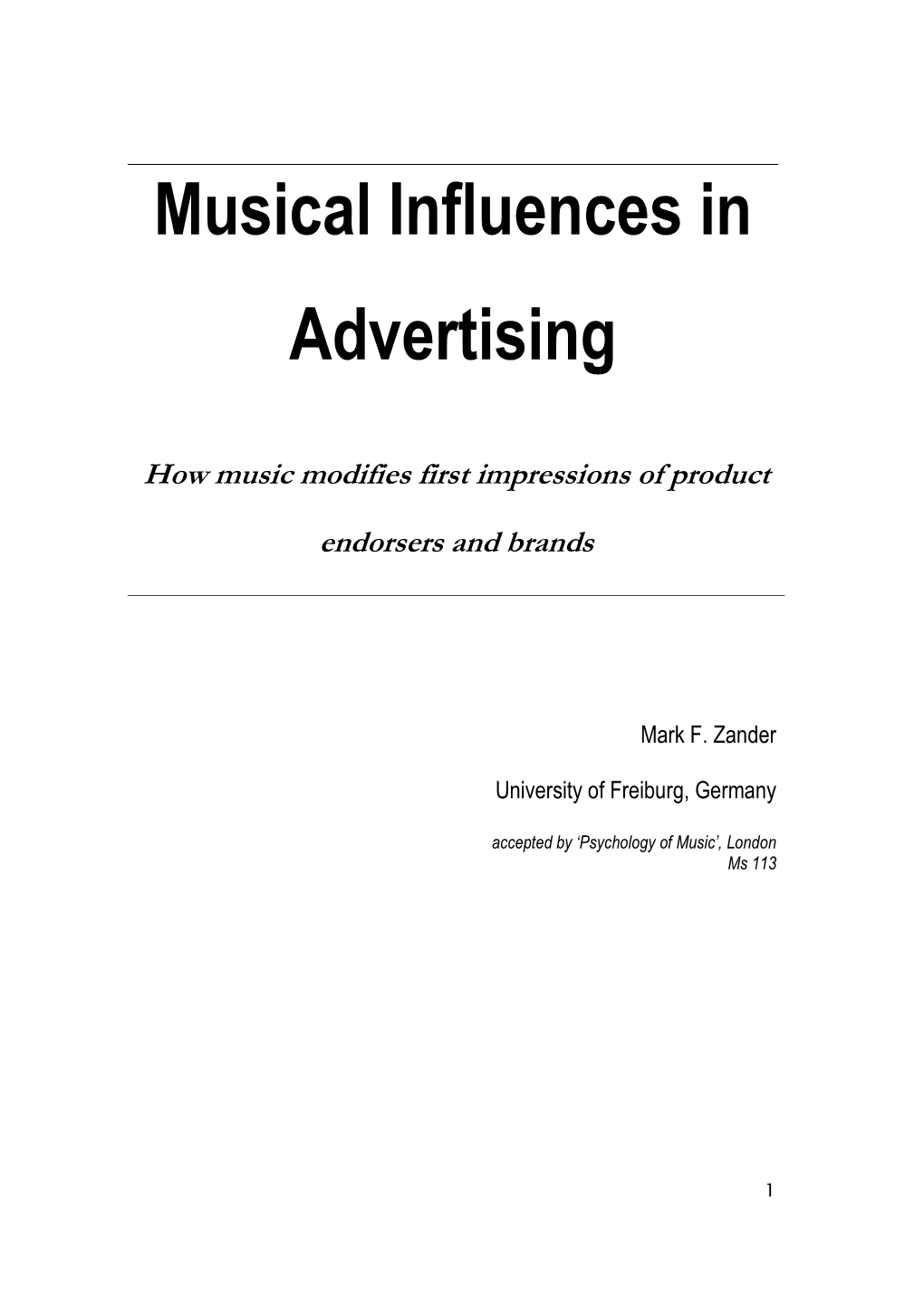 Musical Influences in Advertising