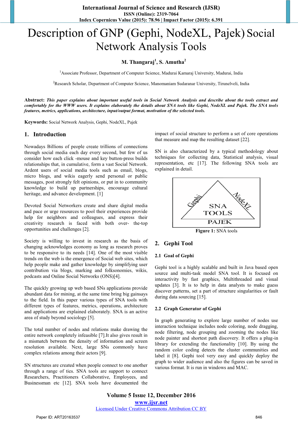 Gephi, Nodexl, Pajek) Social Network Analysis Tools