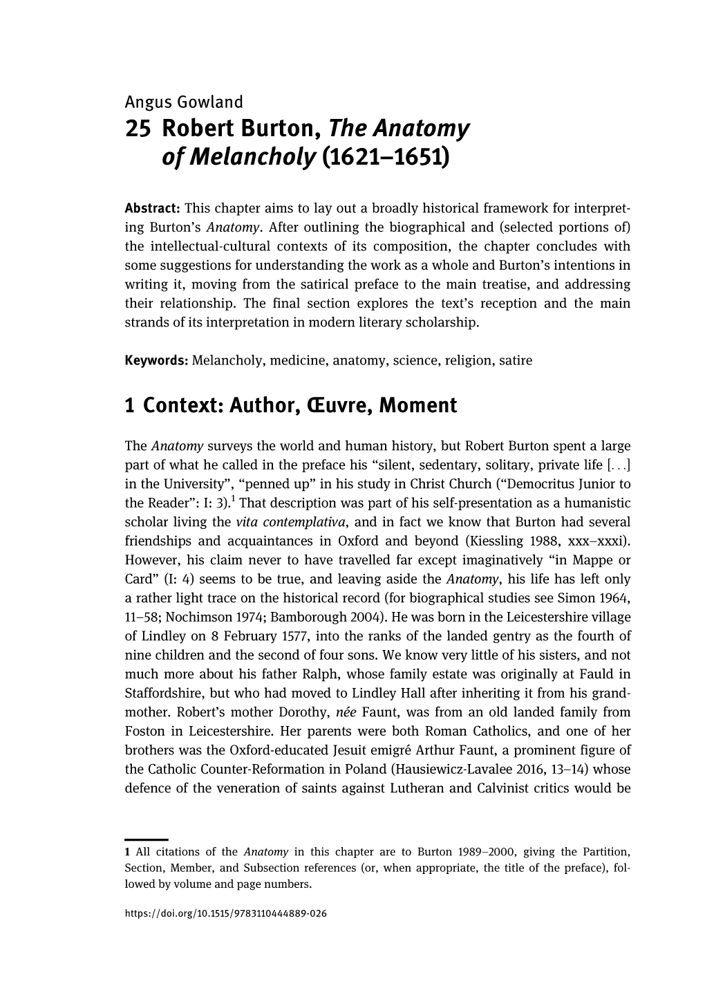 25 Robert Burton, the Anatomy of Melancholy (1621–1651)