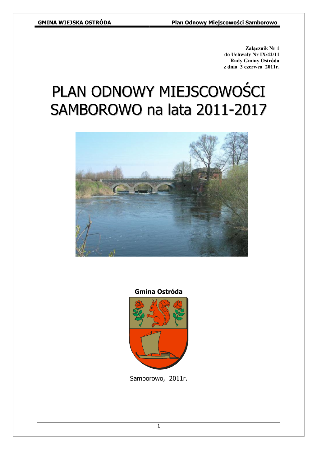 PLAN ODNOWY MIEJSCOWOŚCI SAMBOROWO Na Lata 2011-2017