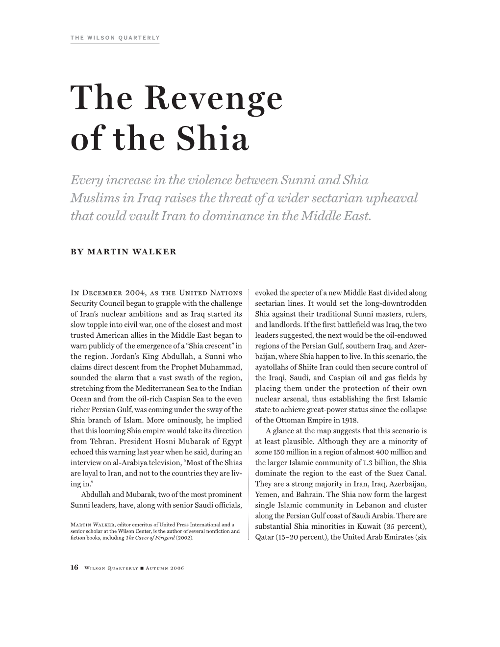 The Revenge of the Shia