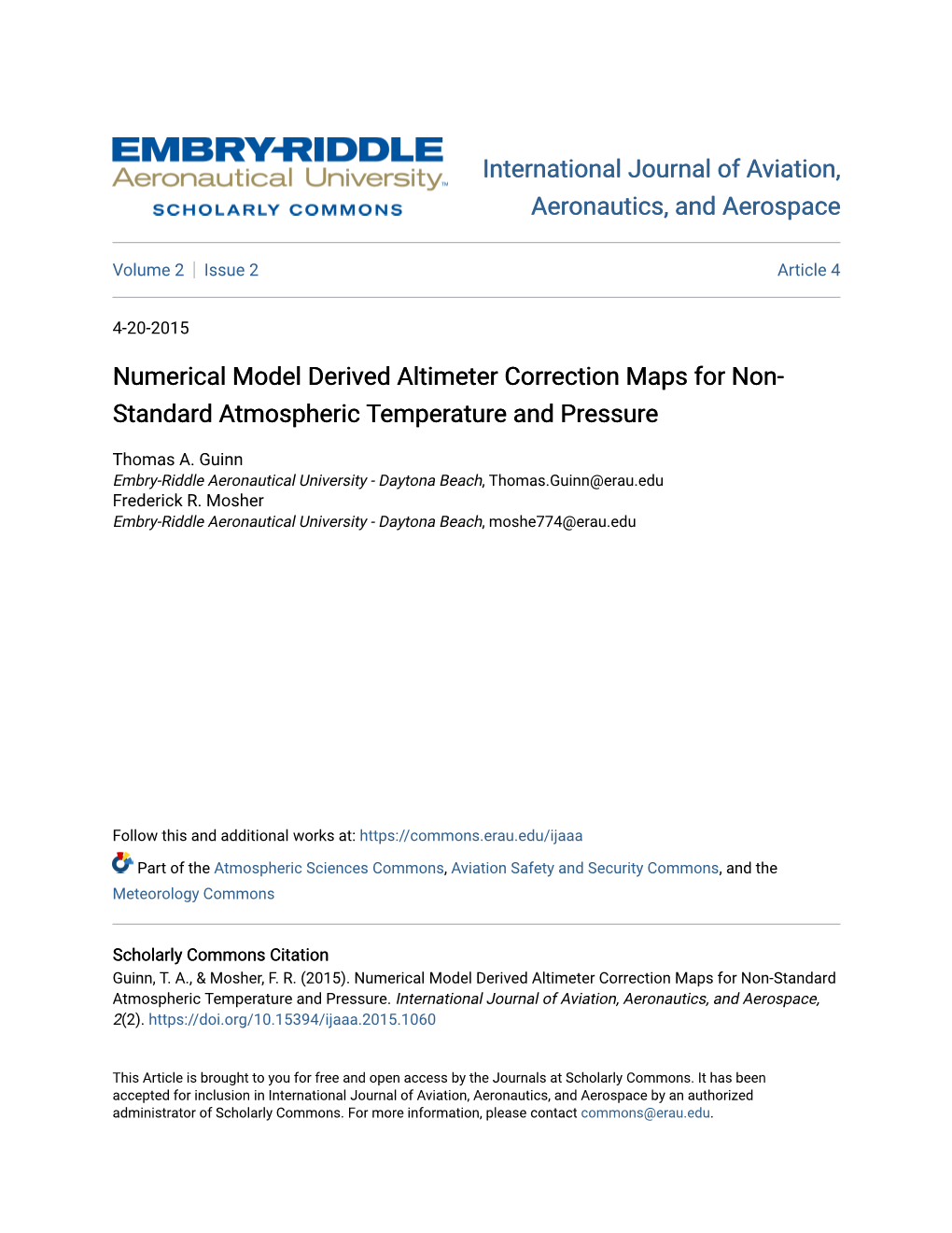 Numerical Model Derived Altimeter Correction Maps for Non-Standard Atmospheric Temperature and Pressure