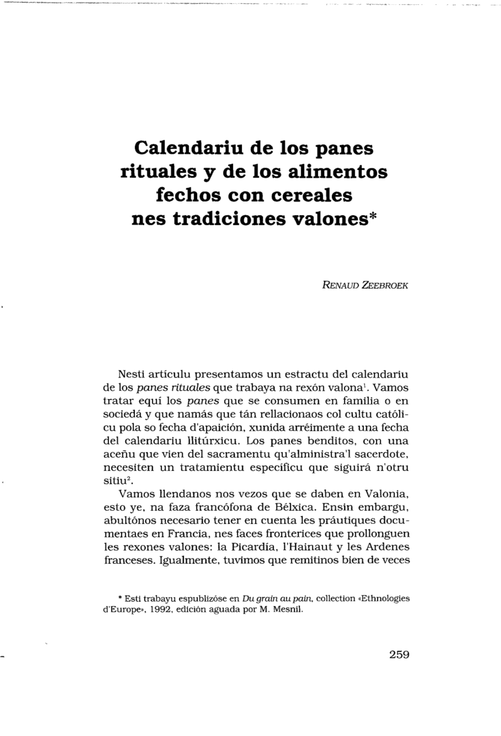 Calendariu De Los Panes Rituales Y De Los Alimentos Fechos Con Cereales Nes Tradiciones Valones*