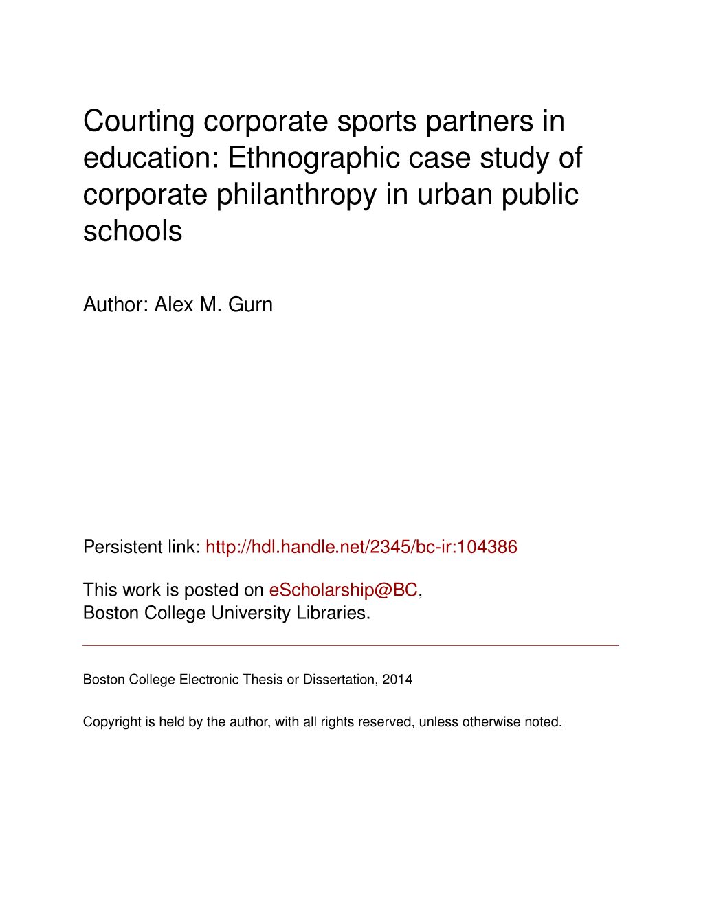 Ethnographic Case Study of Corporate Philanthropy in Urban Public Schools