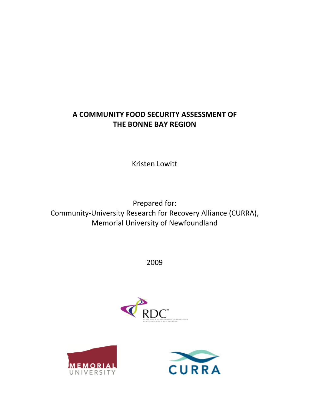 A Community Food Security Assessment of the Bonne Bay Region