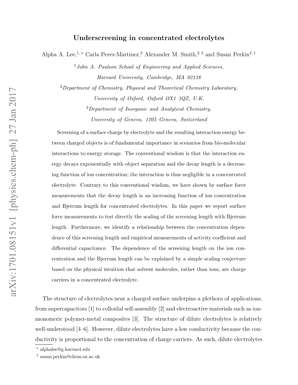 Underscreening in Concentrated Electrolytes