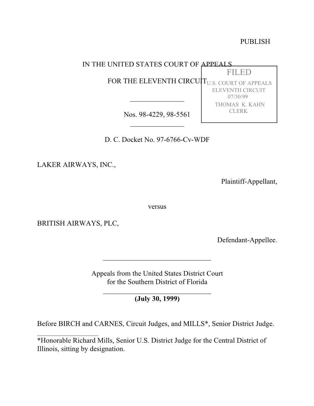Filed for the Eleventh Circuit U.S