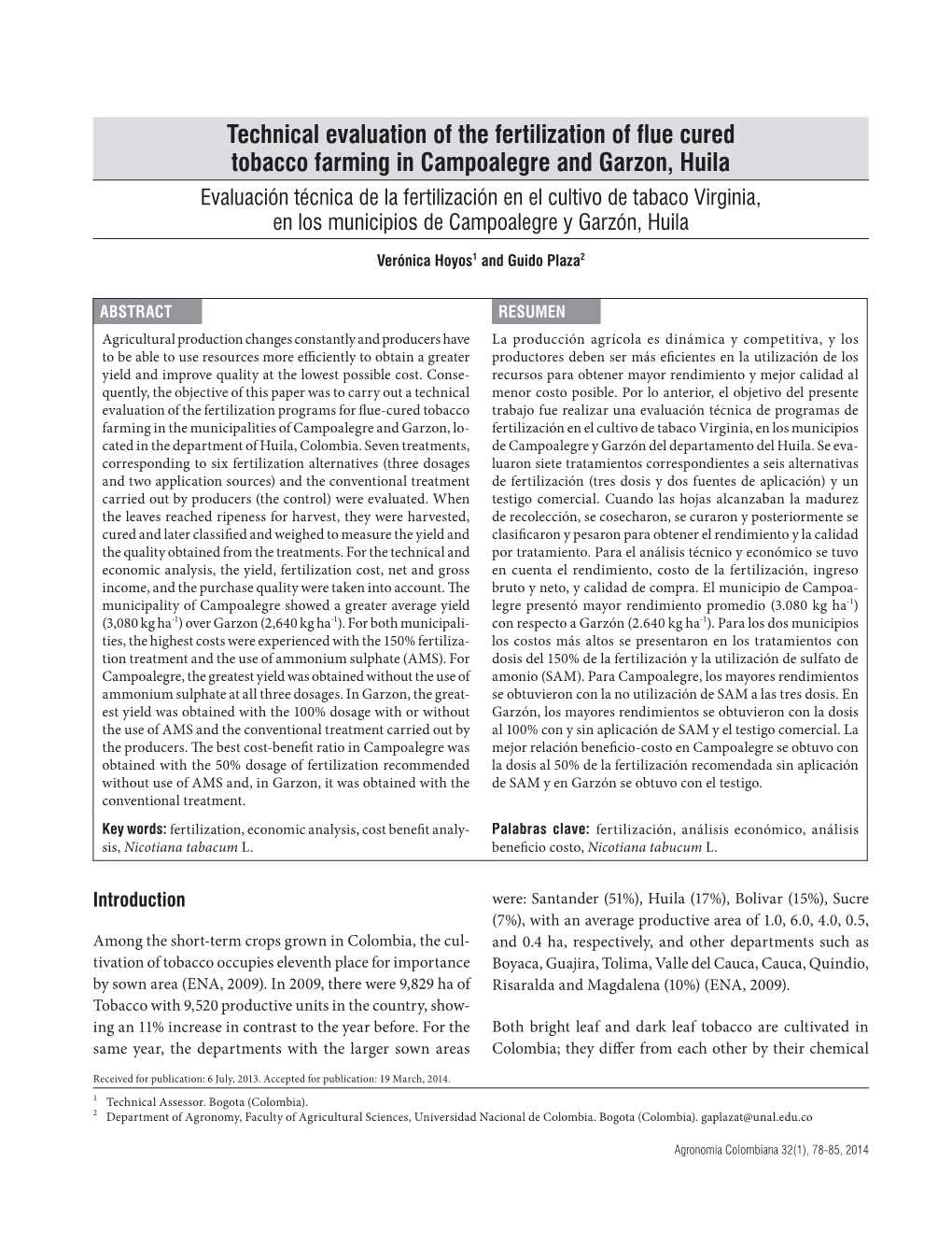 Technical Evaluation of the Fertilization of Flue Cured Tobacco Farming In