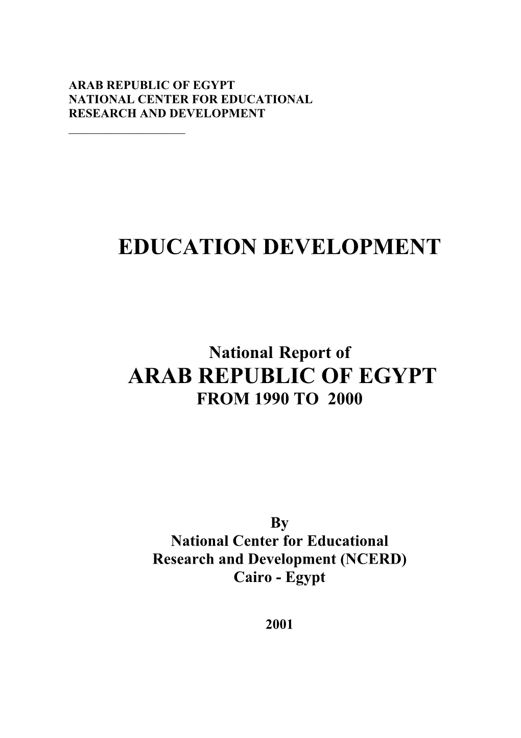 Education Development Arab Republic of Egypt