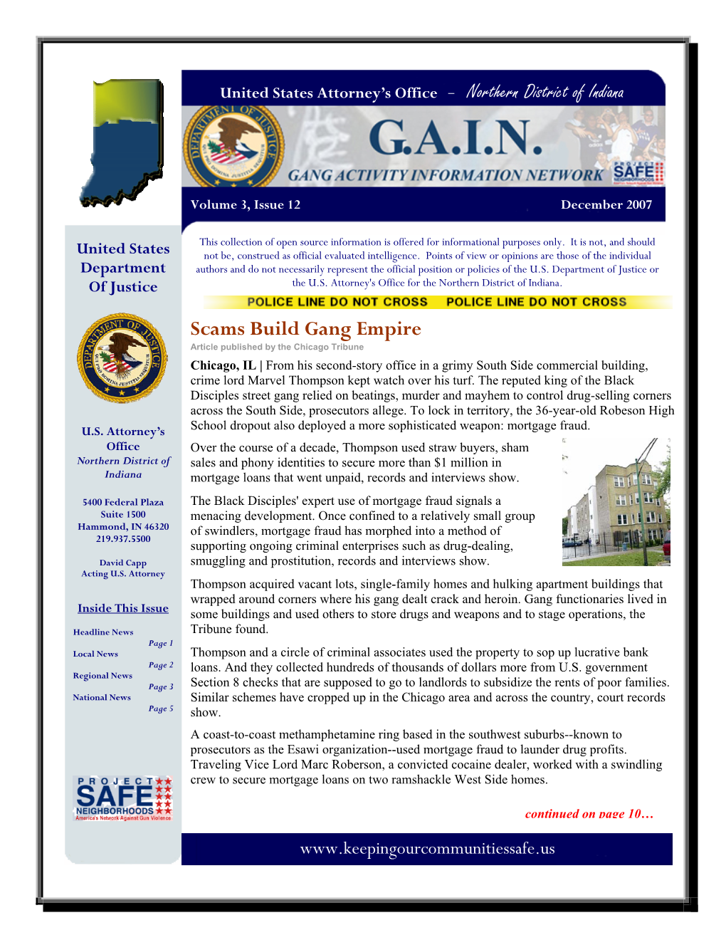 Scams Build Gang Empire Article Published by the Chicago Tribune