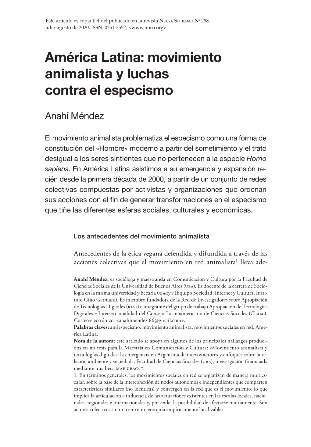 Movimiento Animalista Y Luchas Contra El Especismo