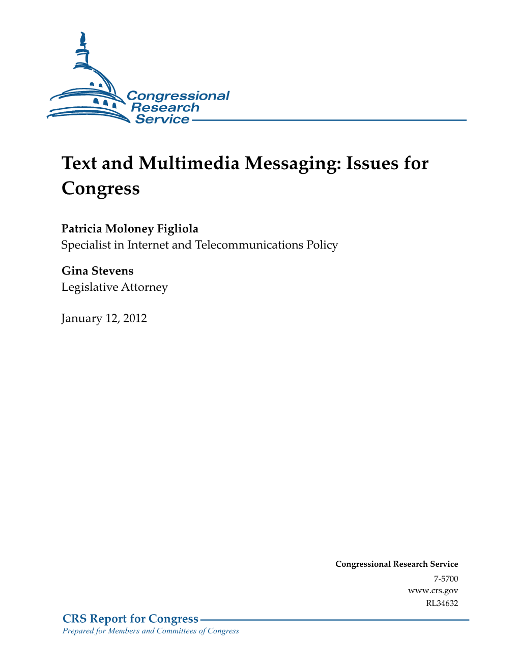 Text and Multimedia Messaging: Issues for Congress
